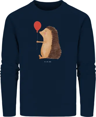 Produktbild von Mr. & Mrs. Panda Baumwoll Sweatshirt Igel Luftballon Größe S - French Navy - Geschenk, Geburtstag, Glückwunsch, Pullover, Ballon, Pulli, Herzlichen, Sweater