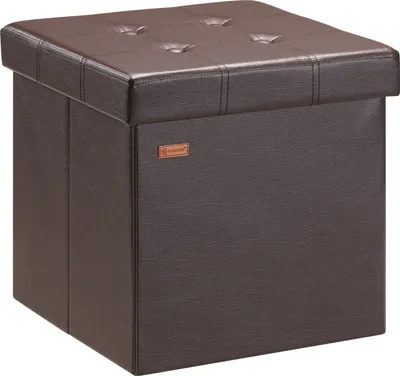 Produktbild von CASARIA® Hocker mit Stauraum Braun Faltbar Deckel Kunstleder Gepolstert 38x38cm Klein Schlafzimmer Wohnzimmer Flur Sitzhocker Fußhocker Polsterhocker