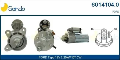 Produktbild von SANDO 6014104.0 Starter Anlasser 2,20kW für FORD Fiesta Mk4 Schrägheck (JAS, JBS) 12V