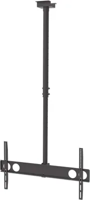 Produktbild von Manhattan Universal TV-Deckenhalterung, Geeignet für Bildschirme von 37" bis 70"* und bis zu 50 kg, 0° bis -15° neigbar, 360° schwenkbar, Teleskopstange 105 bis 156 cm ausziehbar, schwarz, 177,8 cm (70"), 200 x 200 mm, 800 x 400 mm, 0 - 15°, Stahl, Schwarz