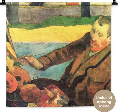 Produktbild von MuchoWow® Wandteppich Wandbehang Der Sonnenblumenmaler - Vincent van Gogh 60x60 cm Tapisserie Dekoration Wandtuch - Dekorationen - Wand Decke