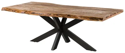 Produktbild von MASSIVMOEBEL24.DE Baumtisch Sheesham 260x100x77 natur sandgestrahlt / Kreuzgestell anthrazit matt FREEFORM 5