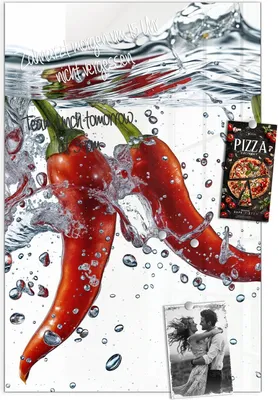 Produktbild von Magnettafel 40x60cm Pinnwand Whiteboard beschreibbar - Chilis im Wasser