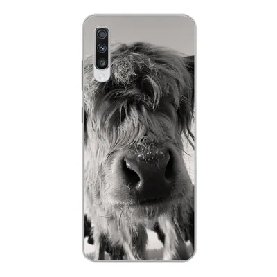 Produktbild von MuchoWow® Handyhülle Schutzhülle Hülle für Samsung Galaxy A70 Schottischer Highlander - Schwarz - Weiß - Tiere Silikon Softcase Handy Hülle - Schutzhaube