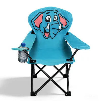 Produktbild von Sunula Kinder Campingstuhl mit Getränkehalter, Anglersessel Kinder Klappstuhl, Blau - Elefant