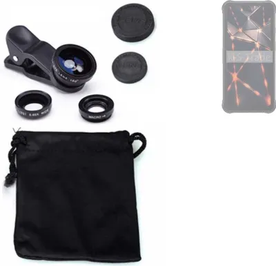 Produktbild von K-S-Trade Smartphone Kamera Linsen Set Kompatibel mit Cubot KingKong Power 3in1 Clip-On Kamera Adapter Macro Weitwinkel FishEye Fischauge Objektiv