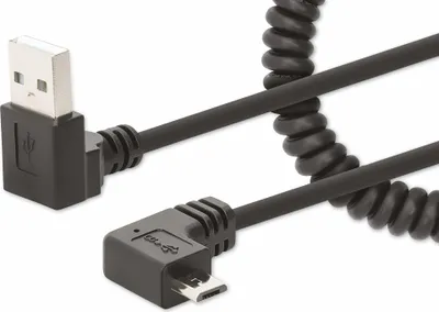 Produktbild von MANHATTAN Spiralkabel USB-A auf Micro-USB Ladekabel 1m schwa