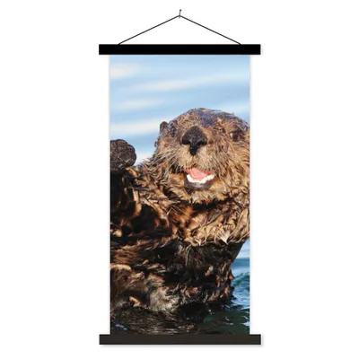Produktbild von MuchoWow® Textilposter Otter im Wasser 40x80 cm mit schwarzem Rahmen - Wandemalerei