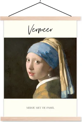 Produktbild von MuchoWow® Textilposter Kunst - Das Mädchen mit dem Perlenohrring - Johannes Vermeer 60x80 cm mit holzfarbenen Rahmen - Wandbild