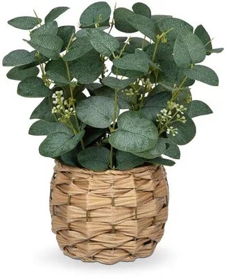Zdjęcie produktu dla Sztuczna dekoracja doniczkowa z eukaliptusa, 28 cm, roślina doniczkowa