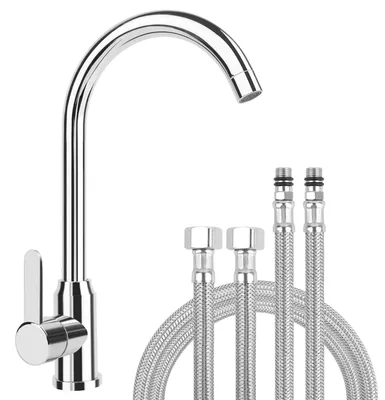 Küchenarmatur aus Edelstahl, silber, G3/8"