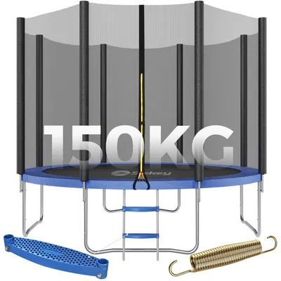 Produktbild von Sekey 366 cm Gartentrampolin mit Sicherheitsnetz und Leiter, Kindertrampolin für Jump Fitness Outdoor Trampolin, Blau