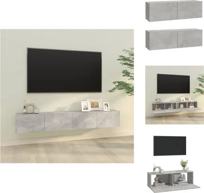 Produktbild von vidaXL TV-Wandschränke 2 Stk. Betongrau 100x30x30 cm Holzwerkstoff -  TV-Möbel