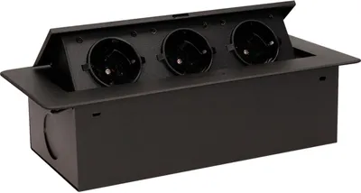 Produktbild von Tisch-Einbausteckdose, 3fach, schwarz, 2500W