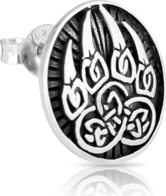 Produktbild von 1x Ohrstecker einzel Bärentatze 13mm Indianer talisman 925 Sterling Silber 4971