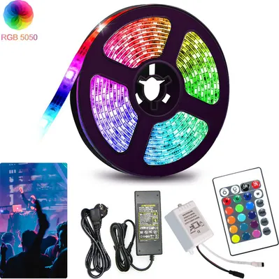 Immagine prodotto di Set di strisce LED Jopassy 4M, striscia LED RGB 5050 SMD, striscia LED 30 LED, LED non impermeabile (IP20), con 24 pulsanti di controllo remoto