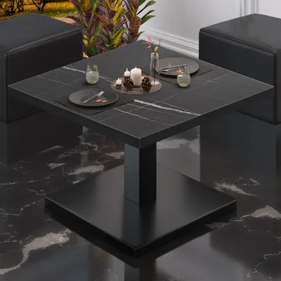 Produktbild von BM | Bistro Loungetisch | B:T:H 70 x 70 x 41 cm | Schwarz Marmor / Schwarz | Bistro Tisch Loungetisch
