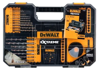Zdjęcie produktu dla Dewalt Zestaw Akcesoriów 1/4" 100 Szt. Wierteł Końcówe, Nasadek Otwornic Dt70620T-Qz
