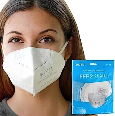 Produktbild von FFP2 Atemschutzmaske Mundschutz Maske 5 Stück/Pckg