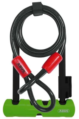 Immagine prodotto di ABUS U-lock Ultra 410 + staffa SH34 + cavo di sicurezza Cobra 10/120 - Serratura per bicicletta con grillo rotondo - livello di sicurezza ABUS 8 - altezza grillo 180 mm