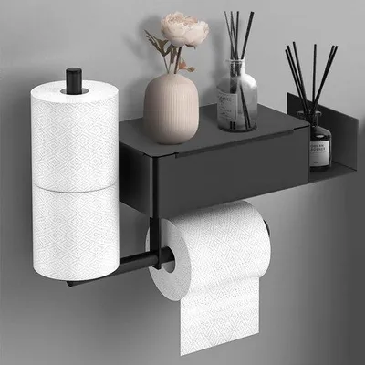 Productafbeelding van Famanu toiletrolhouder - Zelfklevend, wandmontage, roestvrij staal