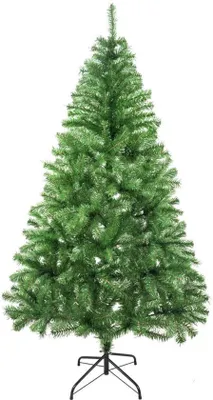 Produktbild von Unyqoos Glittergrüner Kunstweihnachtsbaum mit flexiblen Zweigen und stabiler Metallbasis, 120-210 cm