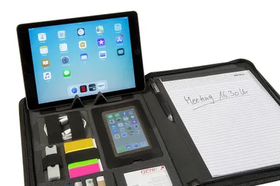 Produktbild von GENIE München A4 Schreibmappe mit Tabletfach Handyfach Konferenzmappe Aktenmappe