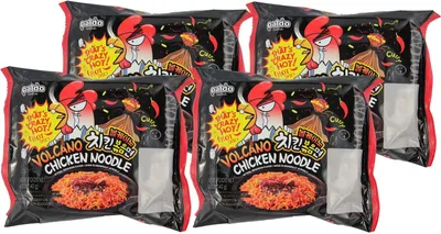 Produktbild von [ 4x 140g ] PALDO Volcano Scharfe Instant Nudeln mit Huhngeschmack / SPICY