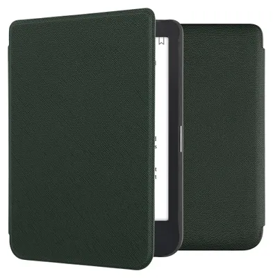 Produktbild von kwmobile Klapphülle kompatibel mit Kobo Clara 2E / Tolino Shine 4 Hülle - eReader Case aus Kunstleder - Cover - Dunkelgrün