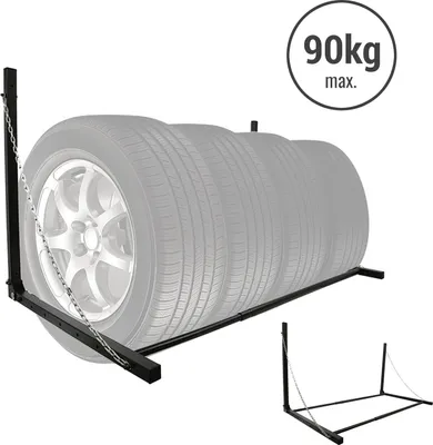Produktbild von Reifen Wandhalter, schwarz pulverbeschichtet, Stahl, 90 - 130 cm
