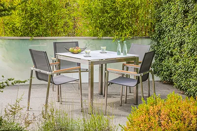 Produktbild von greemotion Gartenmöbel Set 5-teilig Sydney Garten-Essgruppe silber wetterfest
