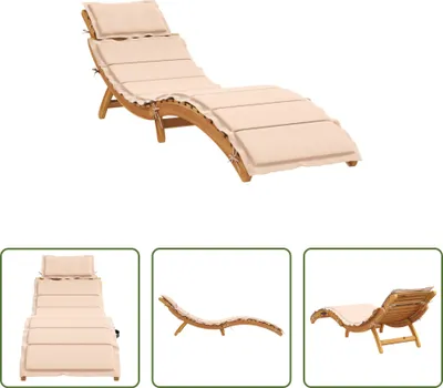 Obrázok produktu pre The Living Store Lehátko s vankúšom Béžové masívne drevo akácie