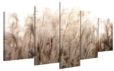 Produktbild von LUMASOUL Leinwand Bilder, Leinwandbild Natur Motiv, Wandbilder Holzrahmen und Webstuhl Wohnzimmer und Schlafzimmer, Bilder 100x50 cm Boho Natur 03