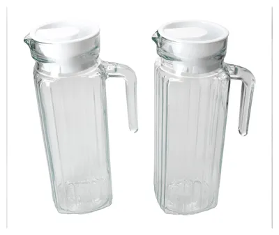 Produktbild von 2er Set LIMA Kühlschrankkrug mit Deckel weiß 0,95L Glas-Karaffe