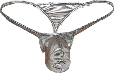 Produktbild von Herren Tanga mit Bulge Pouch aus Polyester-Elasthan in Silber, Größe L-XL