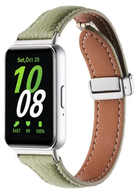 Immagine prodotto di Cinturino in pelle per Samsung Galaxy Fit 3, texture litchi, fibbia magnetica, verde