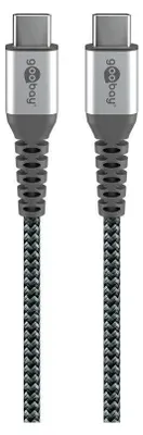 Obrázek produktu pro Textilní kabel USB-C™ na USB-C™ s kovovými konektory (vesmírně šedý/stříbrný), 0,5 m