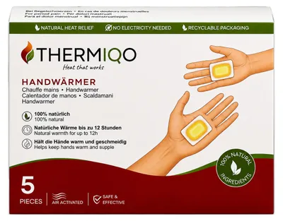 Immagine prodotto di Thermiqo Scaldamani – 5 Paia – Fino a 12 Ore di Mani Calde – Cuscinetti Riscaldanti Extra Caldi Attivati dall’Aria – Scaldamani Tascabili per Guanti, Sport Invernali & Attività all’Aperto