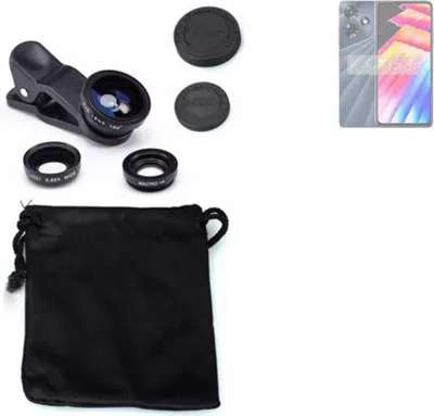 Produktbild von K-S-Trade Smartphone Kamera Linsen Set Kompatibel mit Infinix Hot 30 3in1 Clip-On Kamera Adapter Macro Weitwinkel FishEye Fischauge Objektiv Linse