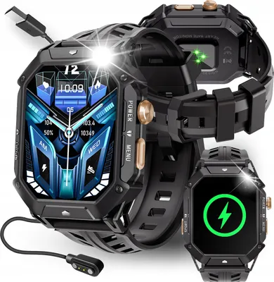Zdjęcie produktu dla Smartwatch Męski Militarny Wodoodporny Rozmowy Polskie Menu Amoled 1000Mah