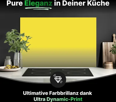 Produktbild von Küchenrückwand Glas 100 x 60 cm – Wandverkleidung in Uni Leuchtendes Gelb, Wandschutz und Spritzschutz für Küchenwände