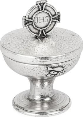 Produktbild von Silber Rosenkranz Dose zum stellen 6x4cm Metall Etui Pokal Form Kommunion 2526