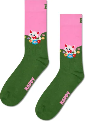 Image de Happy Socks Kitten And Flowers Crew-chaussettes Vert UE 36-40 Hommes,Femmes Vert UE 36-40