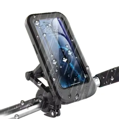 Produktbild von Motorrad Rückspiegel Handyhalterung-Wasserdichte Touchscreen Handytasche XL-Schraubbefestigung Spiegel,Roller -Smartphone Hülle-Stabiles Abnehmbares