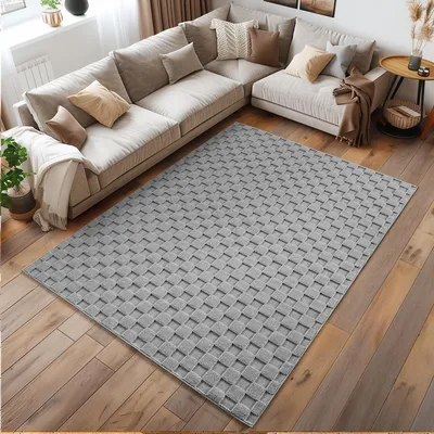 Obrázok produktu pre Homebyhome Koberec Obývací Pokoj Bouclé Smy?kový Skandinávský Styl Kostkovaný Design Odolný M?kký do Ložnice, Velikost: 280x370 cm