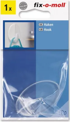 Produktbild von Haken selbstklebend transparent 34 mm x 54 mm fix-o-moll