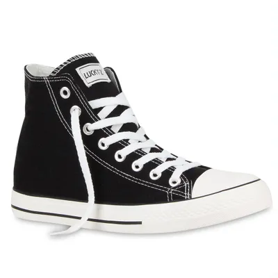 Produktbild von Mytrendshoe Herren High Top Sneakers Schnürer Sportschuhe 72046, Farbe: Schwarz Lucky, Größe: 43