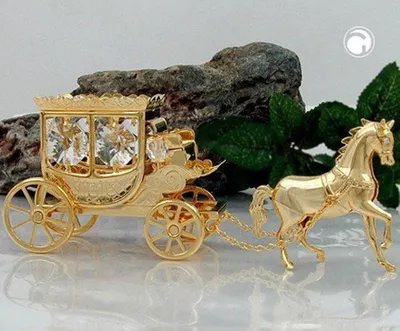 Produktbild von CRYSTAL TEMPTATIONS - Horse with Carriage Pferd mit Kutsche 3675 Swarovski-Kristall 24k vergoldet 140 x 50mm