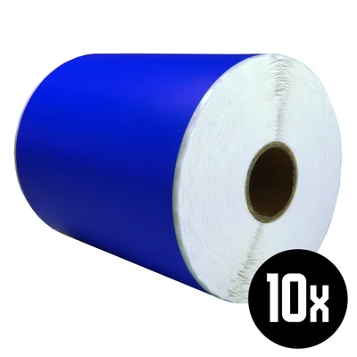 Produktbild von DULA Etiketten - Kompatibel mit Zebra 102x152mm - Blau - Permanent - 10 Rollen - 300 Etiketten pro Rolle - Kern 25mm