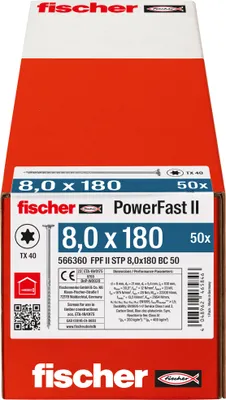 Produktbild von Fischer 566360, Schraube, Verzinkter Stahl, Holz, Zink, Teilgewinde, Senkkopf